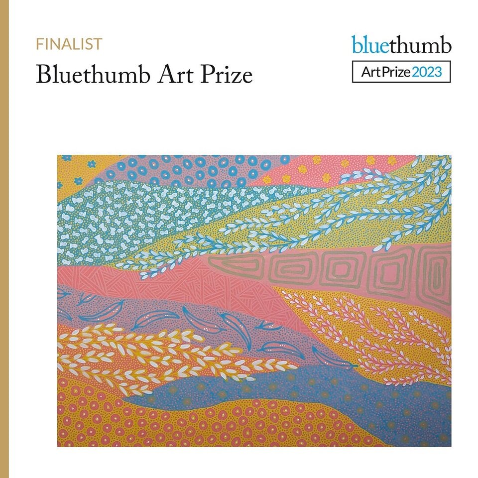 So thrilled to be a @bluethumbart Art Prize Finalist again!

Here's what I wrote about the piece:

In April 2023, I was driving home from work and saw the most stunning sunset over the Brindabellas. Canberra is known for its beautiful sunsets but thi