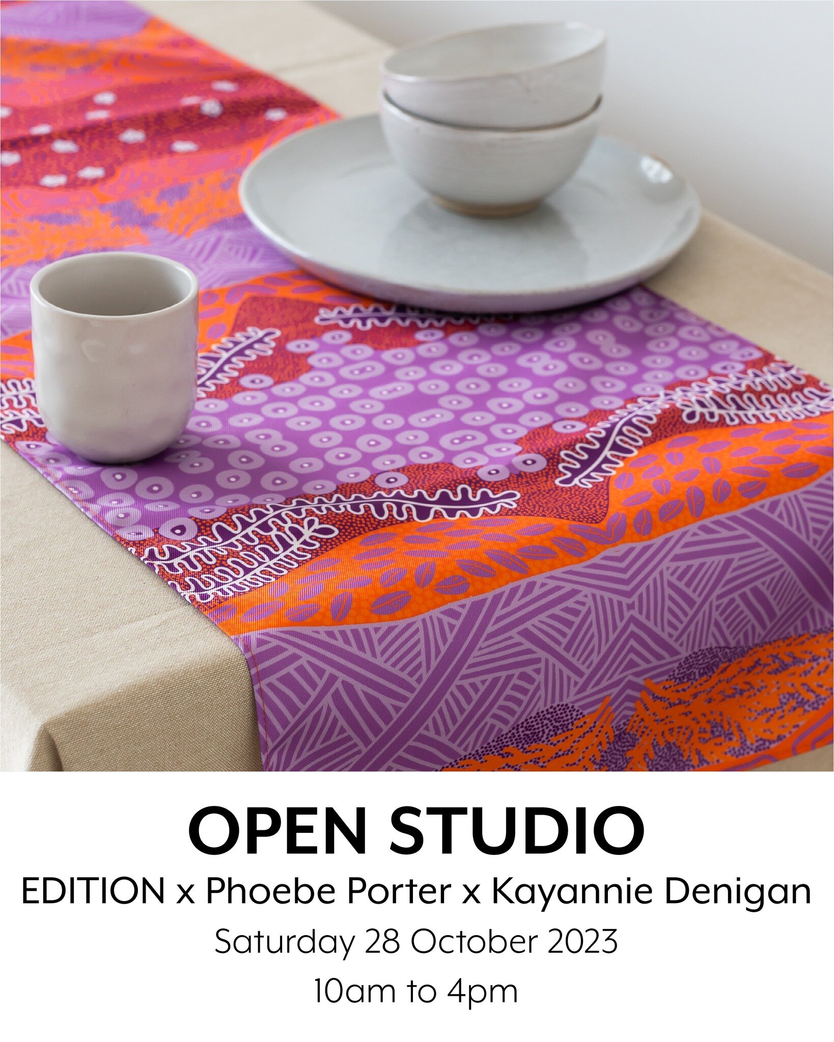 OPEN STUDIO &amp; POP UP

I'm so excited to be joining the talented Alice van Meurs of @edition.label + fabulous jeweller @phoebe.porter for the @craft_design_canberra 2023 Open Studios program. 

I'll have a range of textiles, prints, and even some 