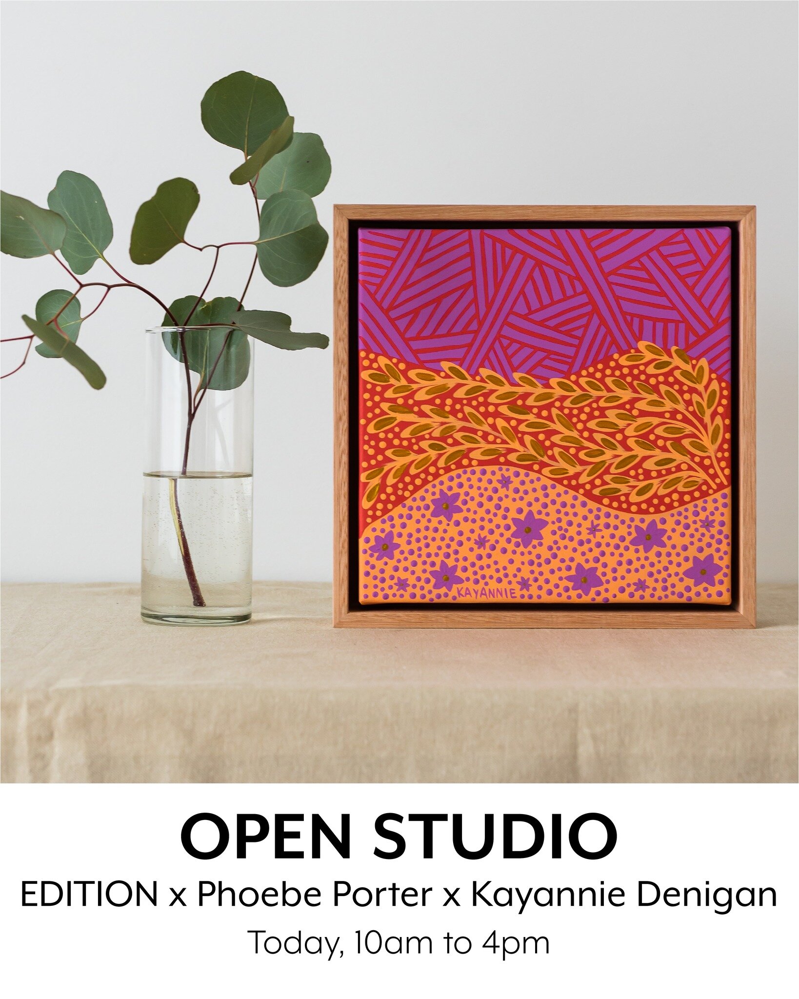 TODAY - OPEN STUDIO &amp; POP UP

Today's the day! I'm joining Alice van Meurs of @edition.label + @phoebe.porter  for the @craft_design_canberra 2023 Open Studios program. 

I have a range of textiles, prints, and even some new paintings to purchase