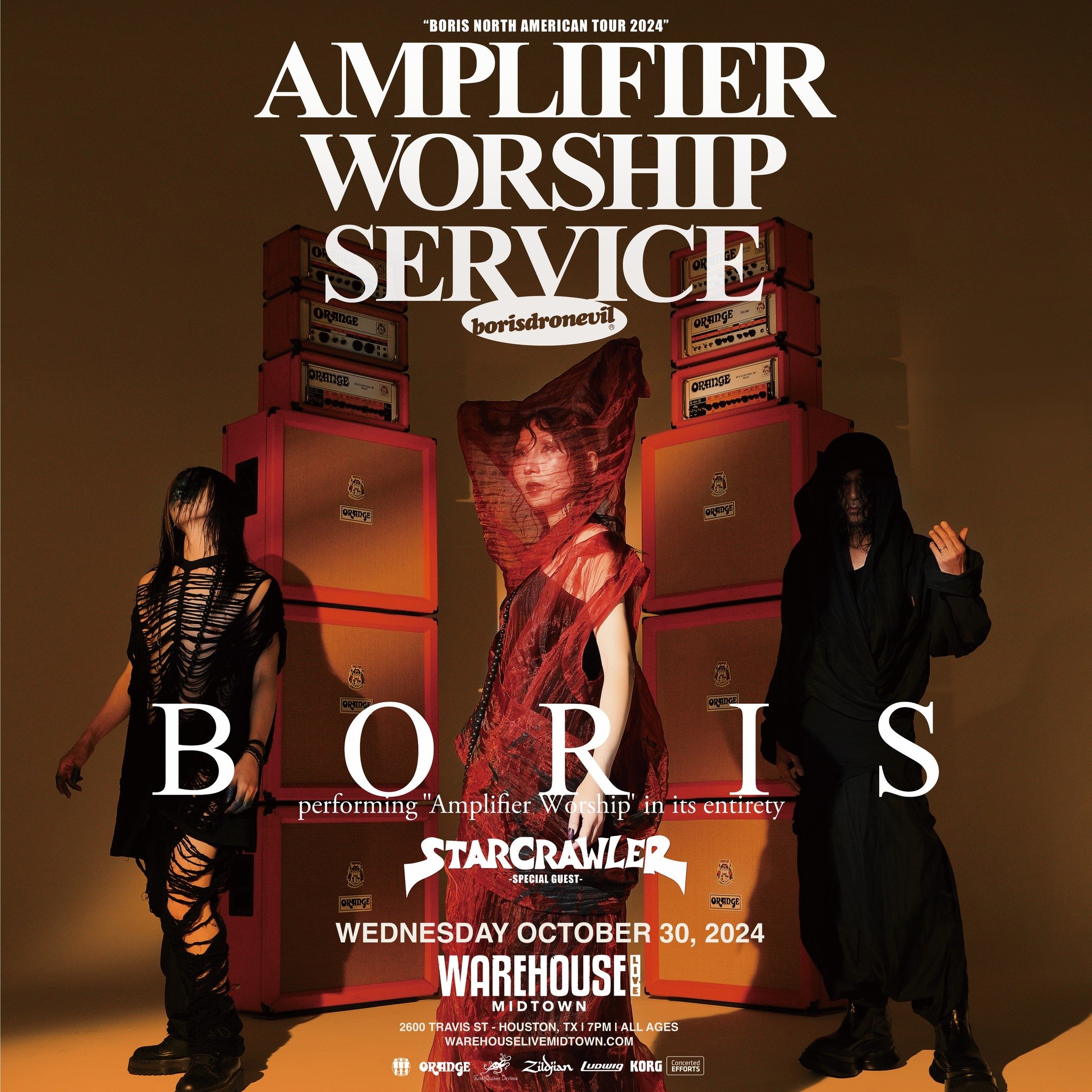 🎸 Boris - Amplifier Worship Service with Starcrawler comes to Houston Wednesday October 30, 2024.  Tickets go on sale this Friday 4/26 at 10am CT. For more information go to warehouselivemidtown.com
.
.
#boris #warehouselive #warehouselivemidtown