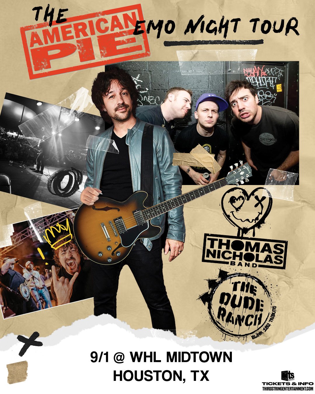 Special Announcement 🥧 The @americanpie Emo Night Tour is coming to Houston on Sunday, September 1st to celebrate its 25th Anniversary ft. a panel, performances by @tinband @theduderanchnyc, and a DJ set!

Tickets on sale Fri 5/31 @ 10AM 🎟️
For mor
