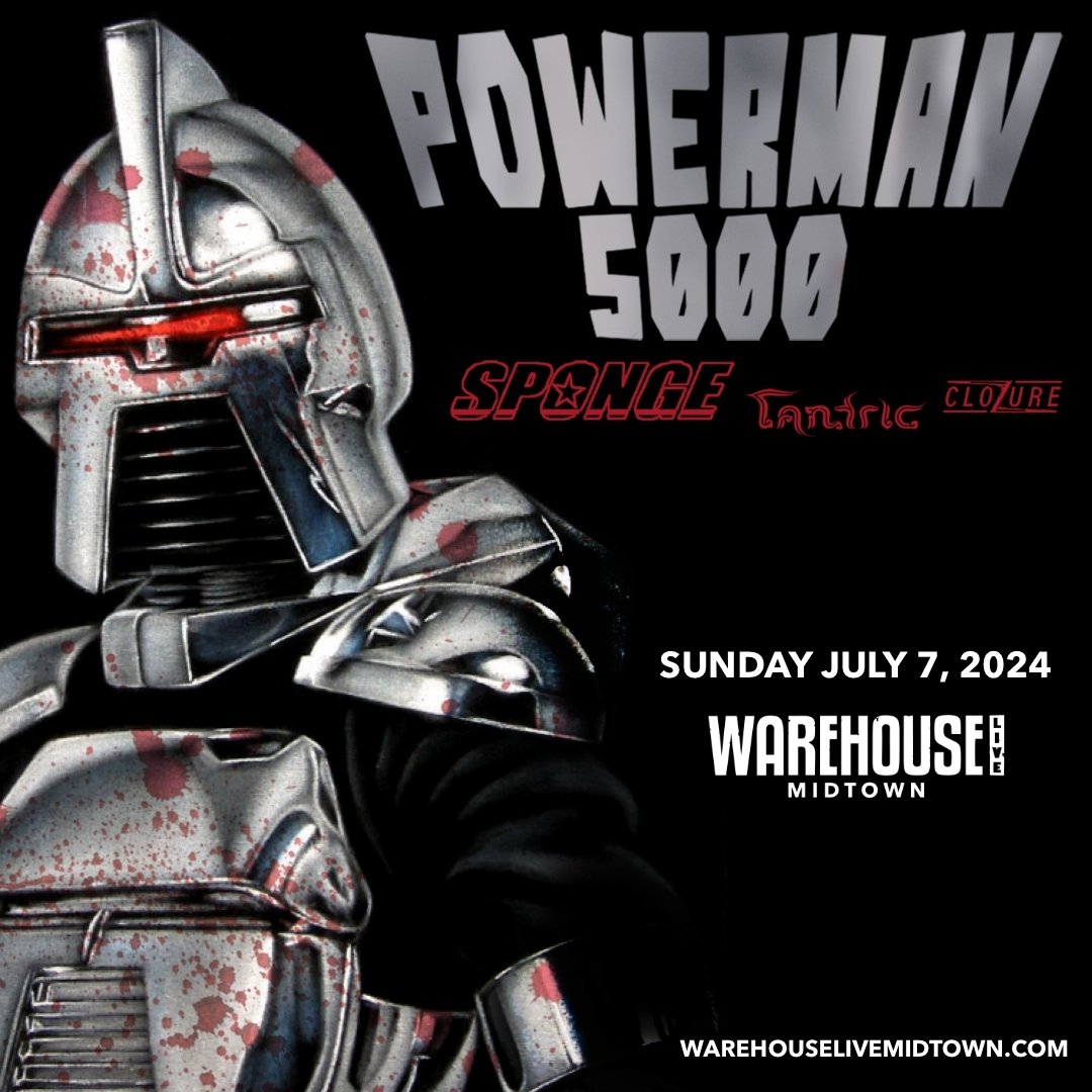 🎸 @officialpowerman5000 comes to Houston with @official_sponge_detroit @officialtantric @officialclozure July 7th. Get your tickets now at warehouselivemidtown.com
.
.
#powerman5000 #sponge #tantic #clozure #livemusic #warehouselivemidtown