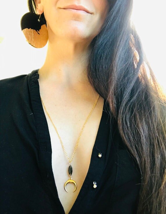 Long moon gypsy pendant golden chain