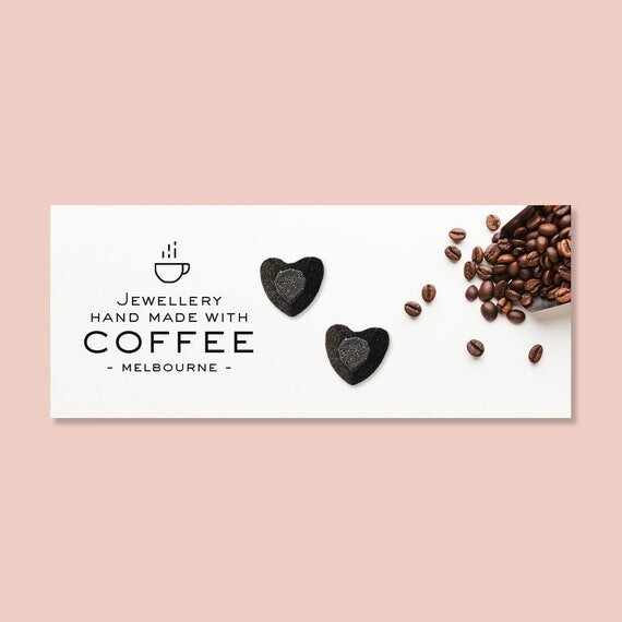 Tiny earrings mini heart Recycled coffee ground Nickel-free