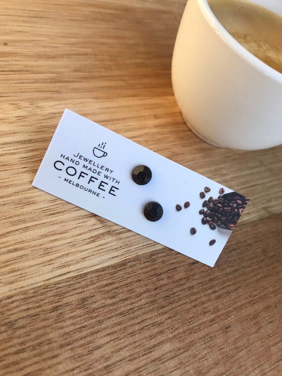 Mini stud 7mm made with recycled coffee ground and Nickel-free findings