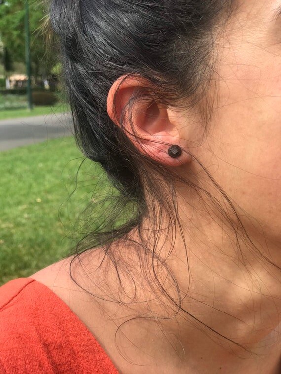 Mini stud 7mm made with recycled coffee ground and Nickel-free findings