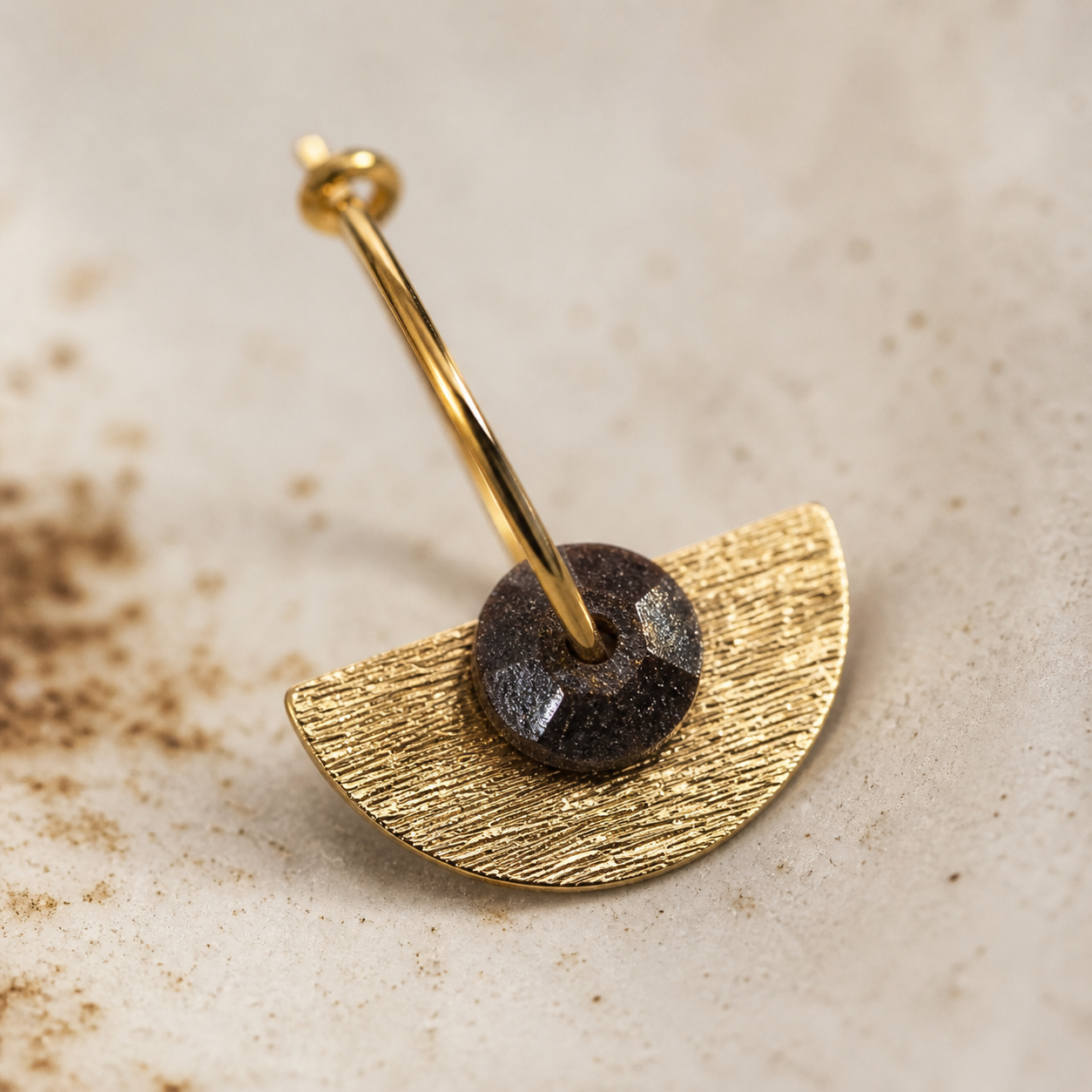 Unique jewellery made in Melbourne from coffee with 18K plated gold hoops