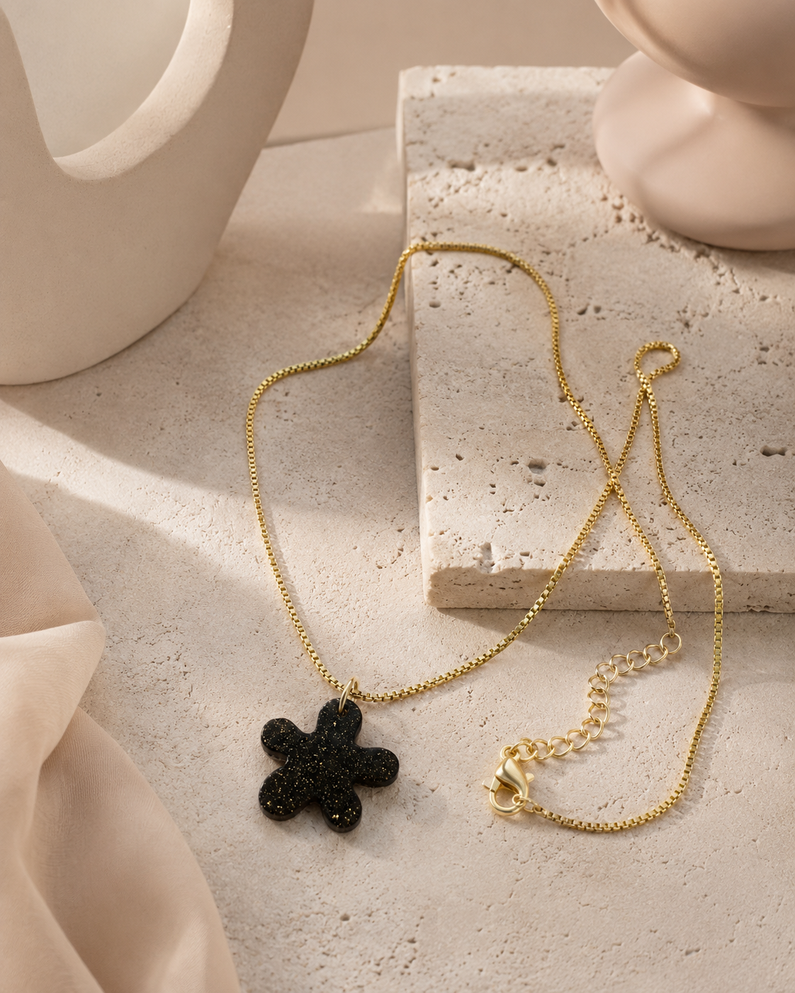 Handmade Australian gold-plated necklace with recycled coffee flower pendant, Melbourne holiday gift