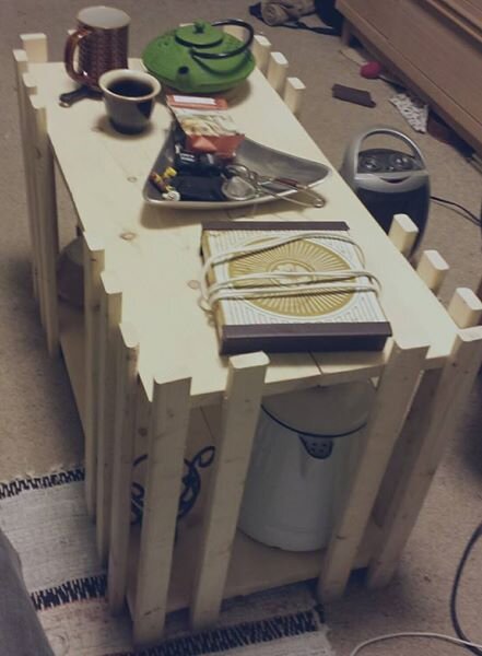 Coffee table made to match shelves