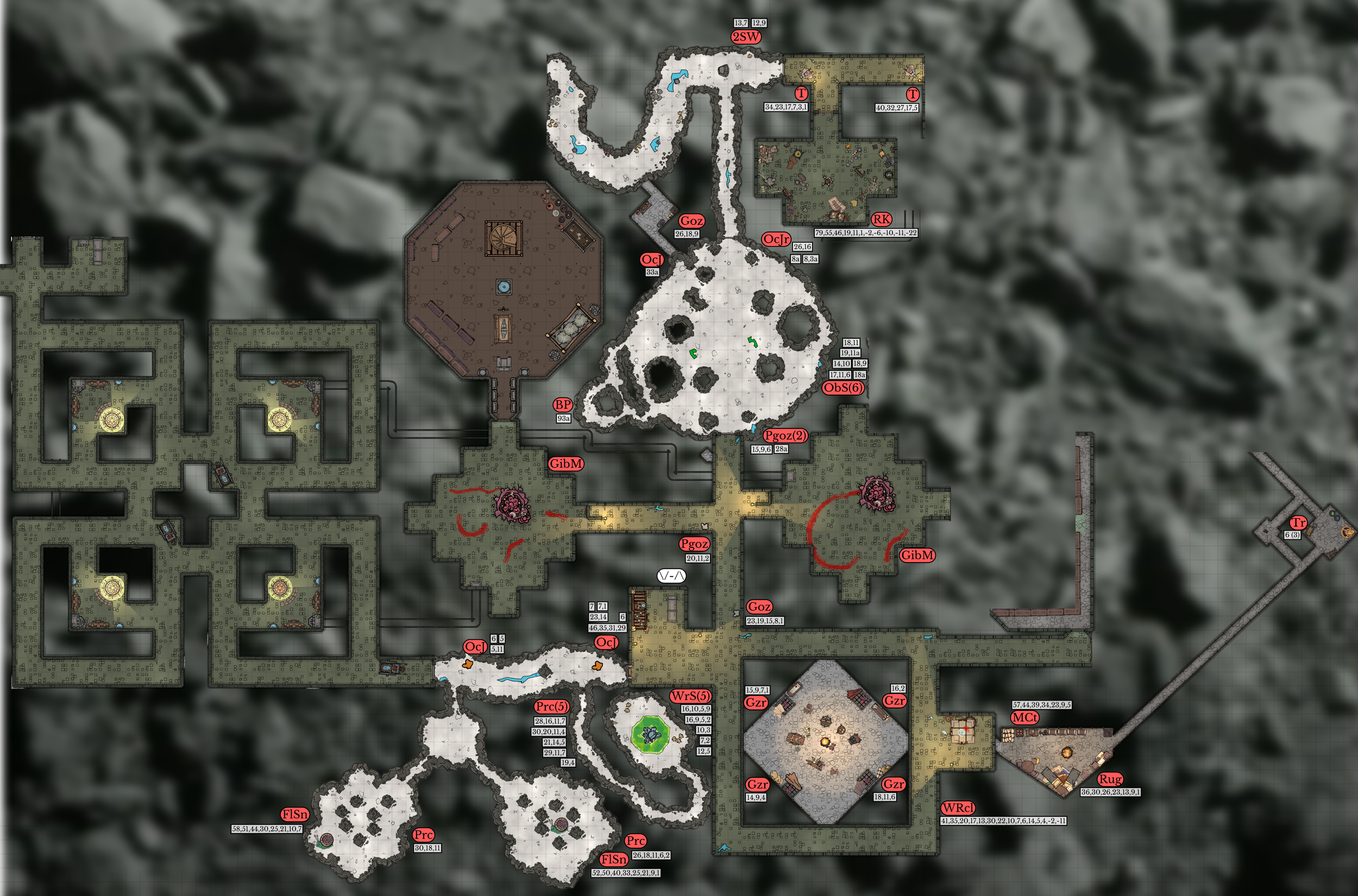 The whole of the sewers, including map and character knowledge (level 2) explored so far