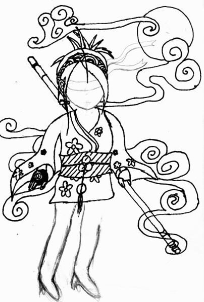 Gaia Online avatar (commission-unfinished) 2006 pencil on paper