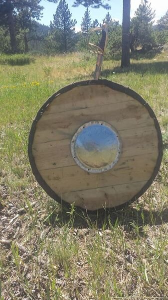 Viking round shield with a 4 inch deep dished boss
