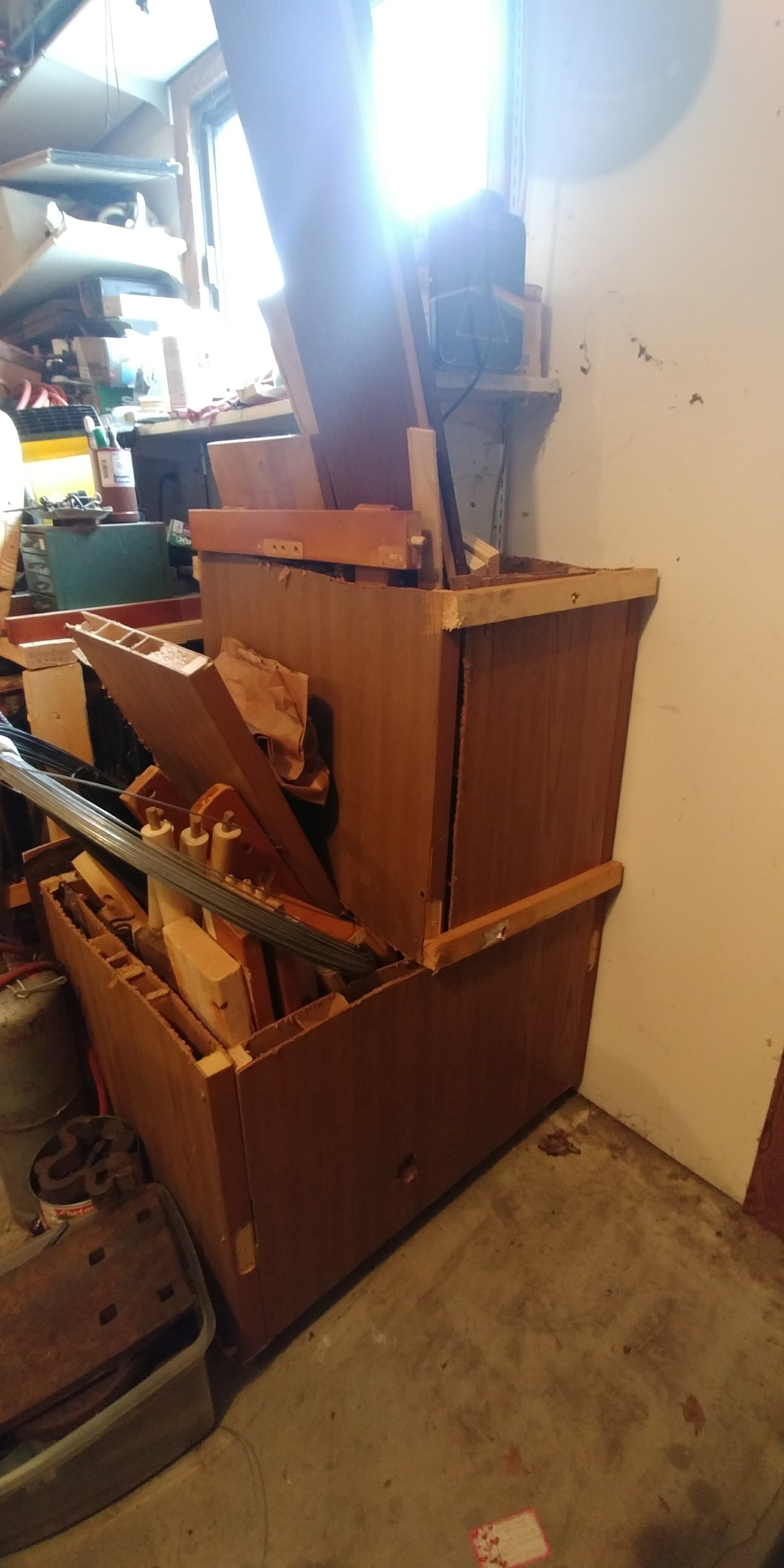 Material storage made out of old bedroom doors