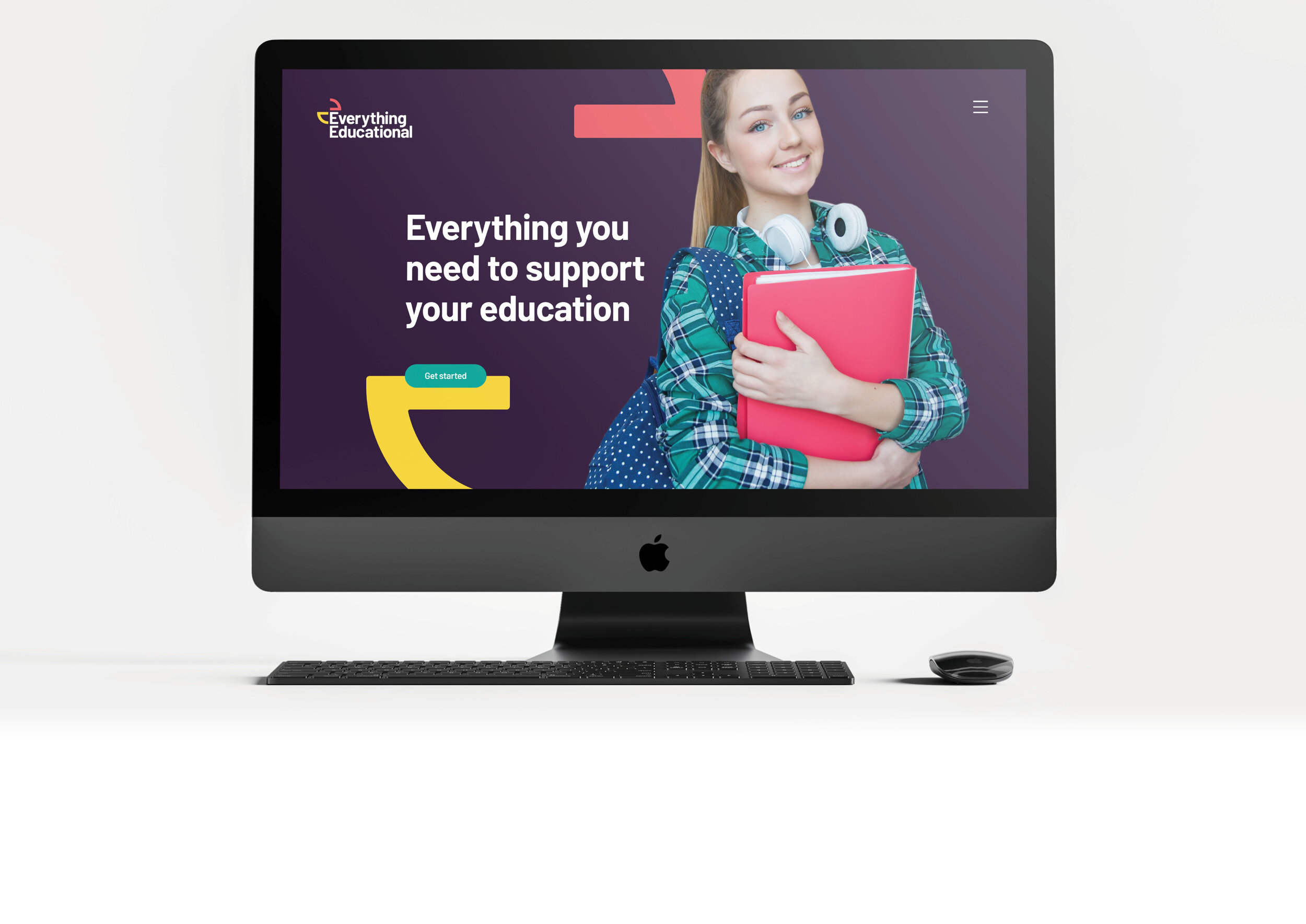 EVERYTHING EDUCATIONAL, Web. This piece displays the possibilities of the logos use on a website. The two shapes can act as individual elements that help frame
taglines or other information.