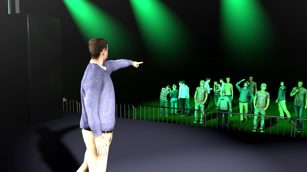 D&AD NEWBLOOD 2021, C4D Render.
This piece is a rendered walk-through of an event planned in aid of Key4Life. It’s a musical event which offers young people a chance to perform their own personal piece relating to their experiences with knife crime