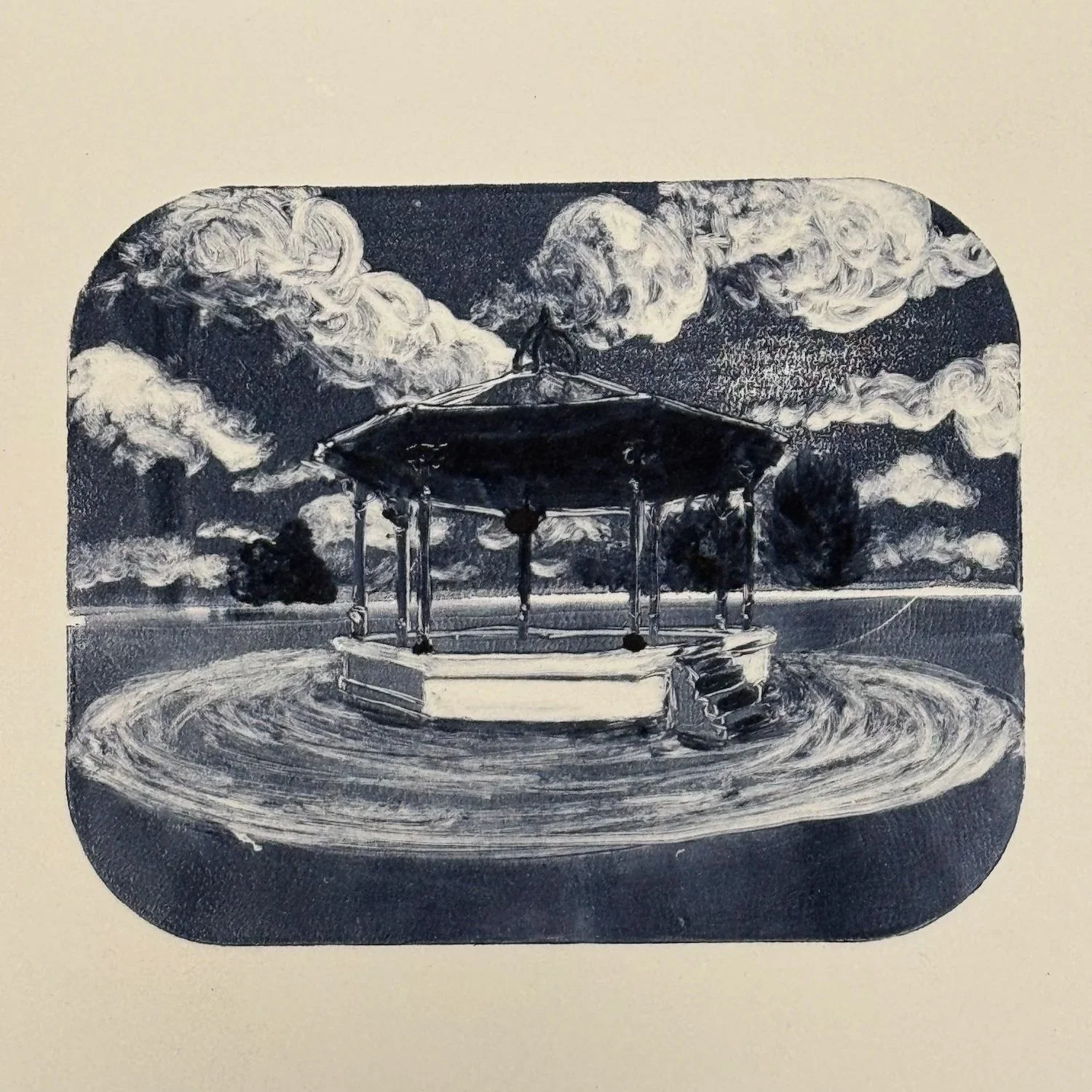 Bandstand - Original Monotype Print