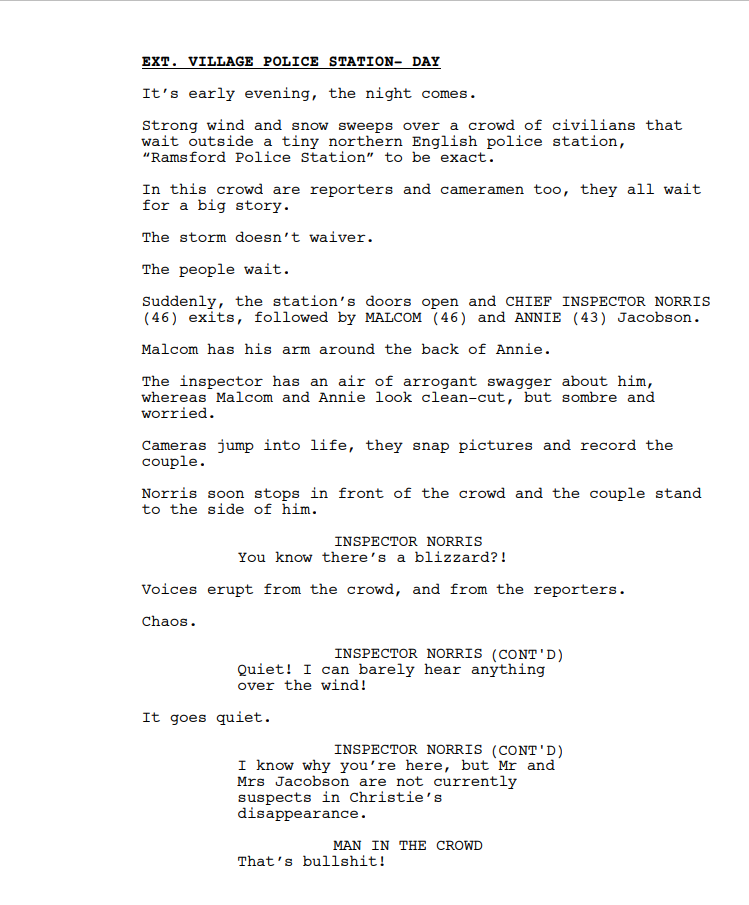 The original first four pages of "The Second Coming of Christie" (has changed since).
Currently writing episode 5. Pilot is in competition.