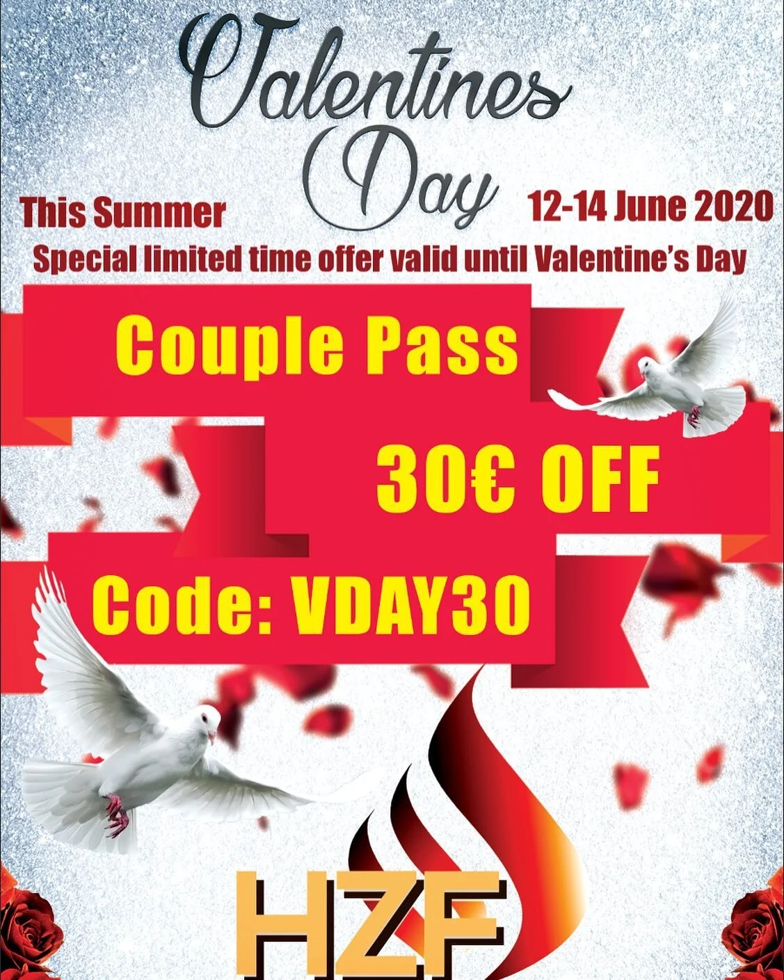 Get your Couple Pass for the Helsinki Zouk Festival 2020 until Valentine's day and enjoy this special offer!
Promo code: VDAY30
#brazilianzouk #zoukhelsinki #braziliandance #helsinkizoukfestival