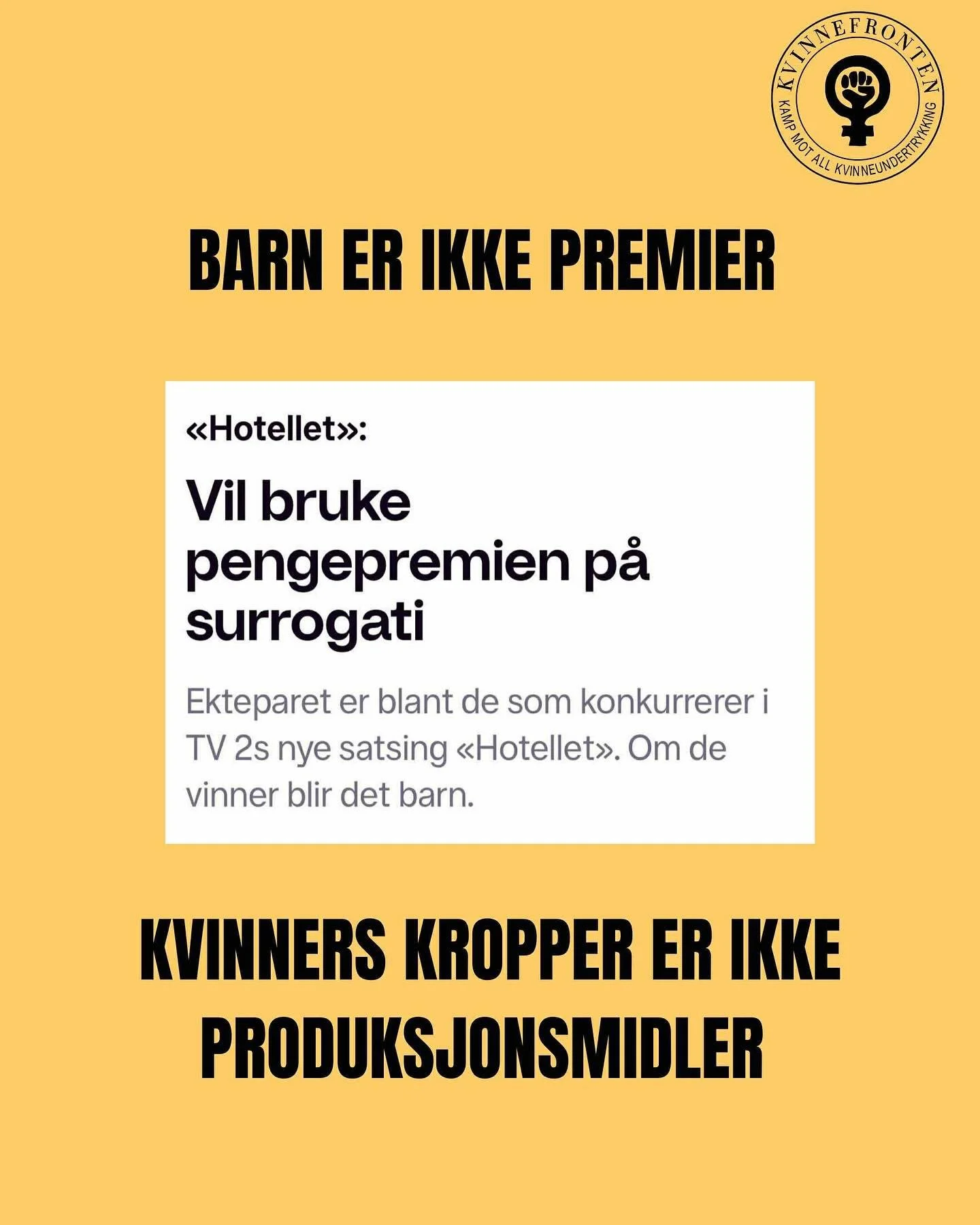 🤦🏻&zwj;♀️ Surrogati som underholdning &ndash; uten ett kritisk sp&oslash;rsm&aring;l

I helgen kunne vi lese at ekteparet Niklas Baarli og Benjamin Silseth &laquo;vil bruke pengepremien p&aring; surrogati&raquo;. Nok en gang fremstilles surrogati s