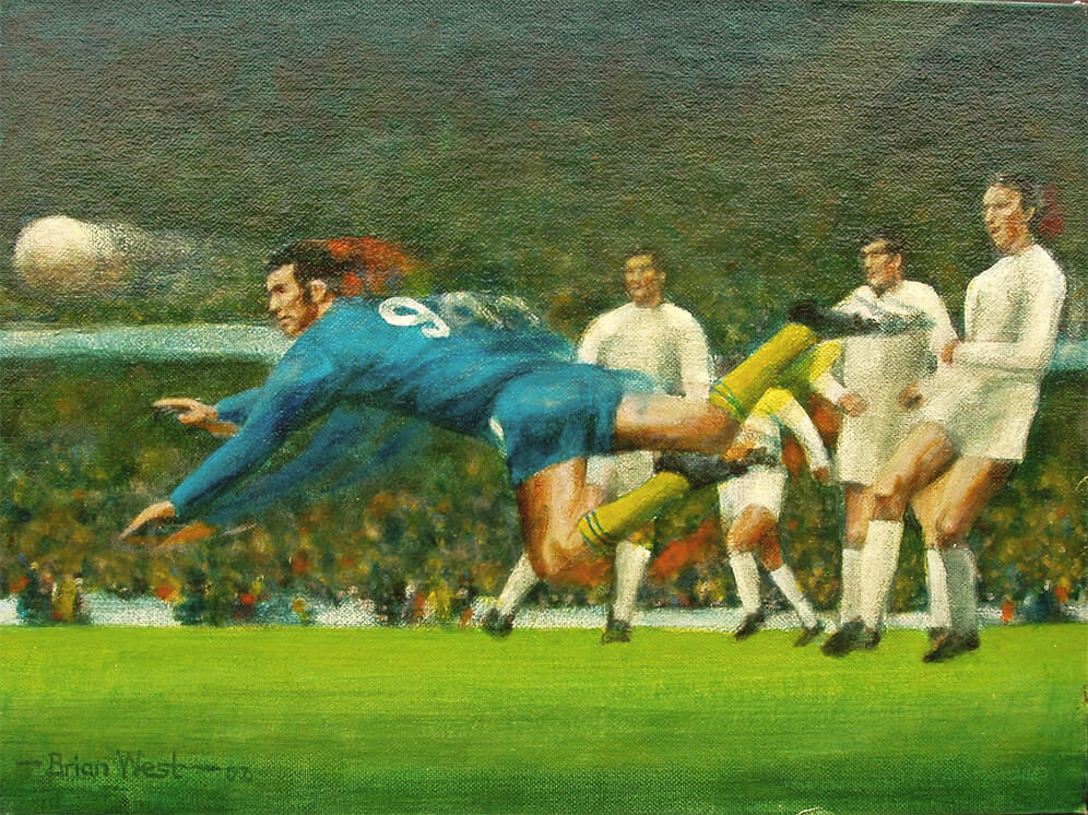 CHELSEA v LEEDS UTD FA CUP FINAL REPLAY 1970. Osgood header watched by Charlton, Hunter &amp; Madeley.