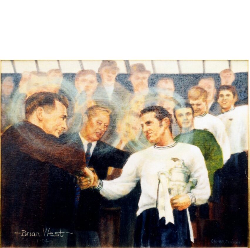 DAVE MACKAY OF DERBY COUNTY FC. A FAVOURITE MOMENT OF ELECTRIC EYE-CONTACT WITH BRIAN CLOUGH.