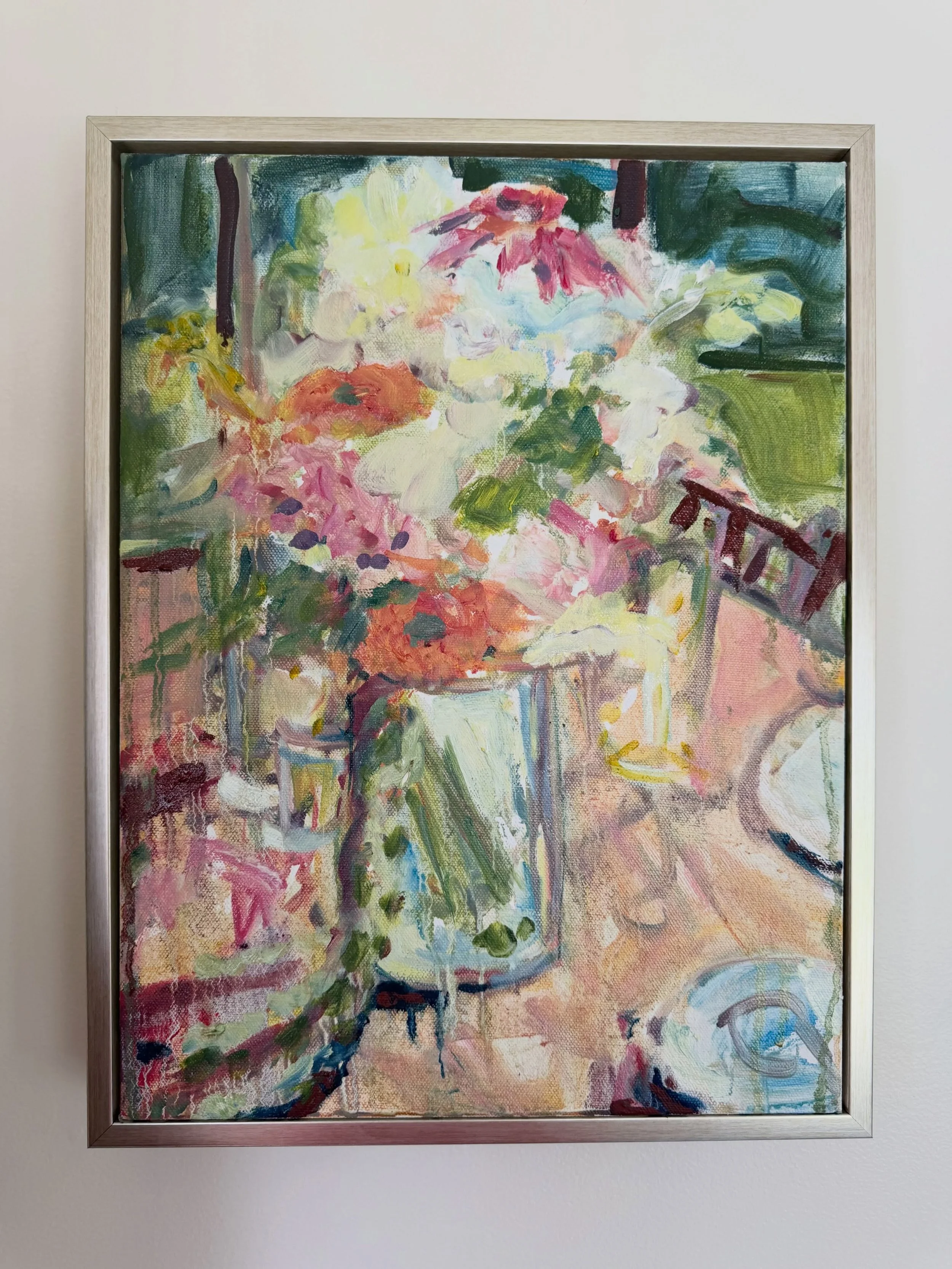 It was a complete honor to be commissioned paint this wedding bouquet that became an arrangement for the table. I found out after the flowers were grown on the family farm that the wedding was held.