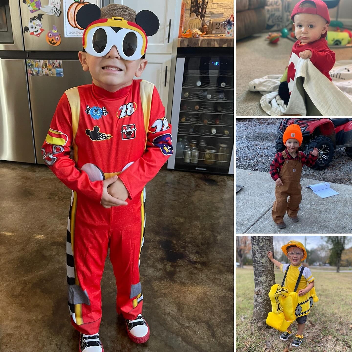 1: Alvin (duh)
2: lumber jack 
3: backhoe
Almost 4: Roadster Racer Mickey Mouse

Sweet bud!! Love watching him have so much fun and getting so excited for candy now!!