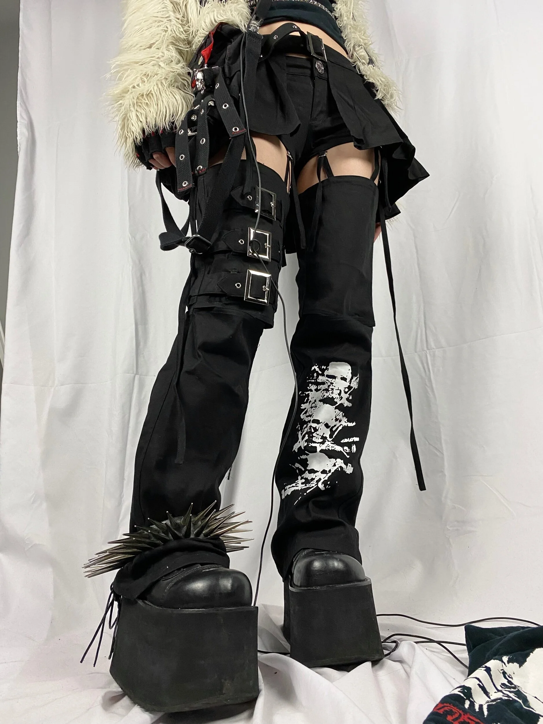 Rare V-Kei design Lace-up bondage pants