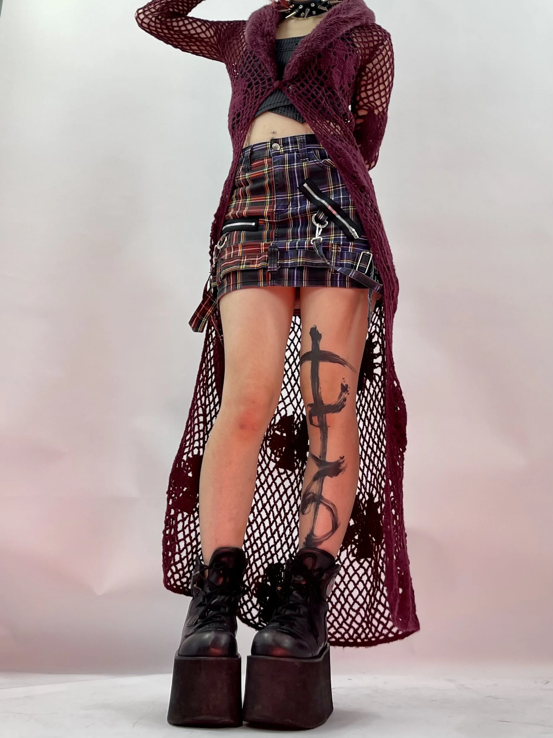 【TRIPP NYC】PLEATED BONDAGE SKIRT TRIPP NYC - DENIM PLEATED BONDAGE SKIRT