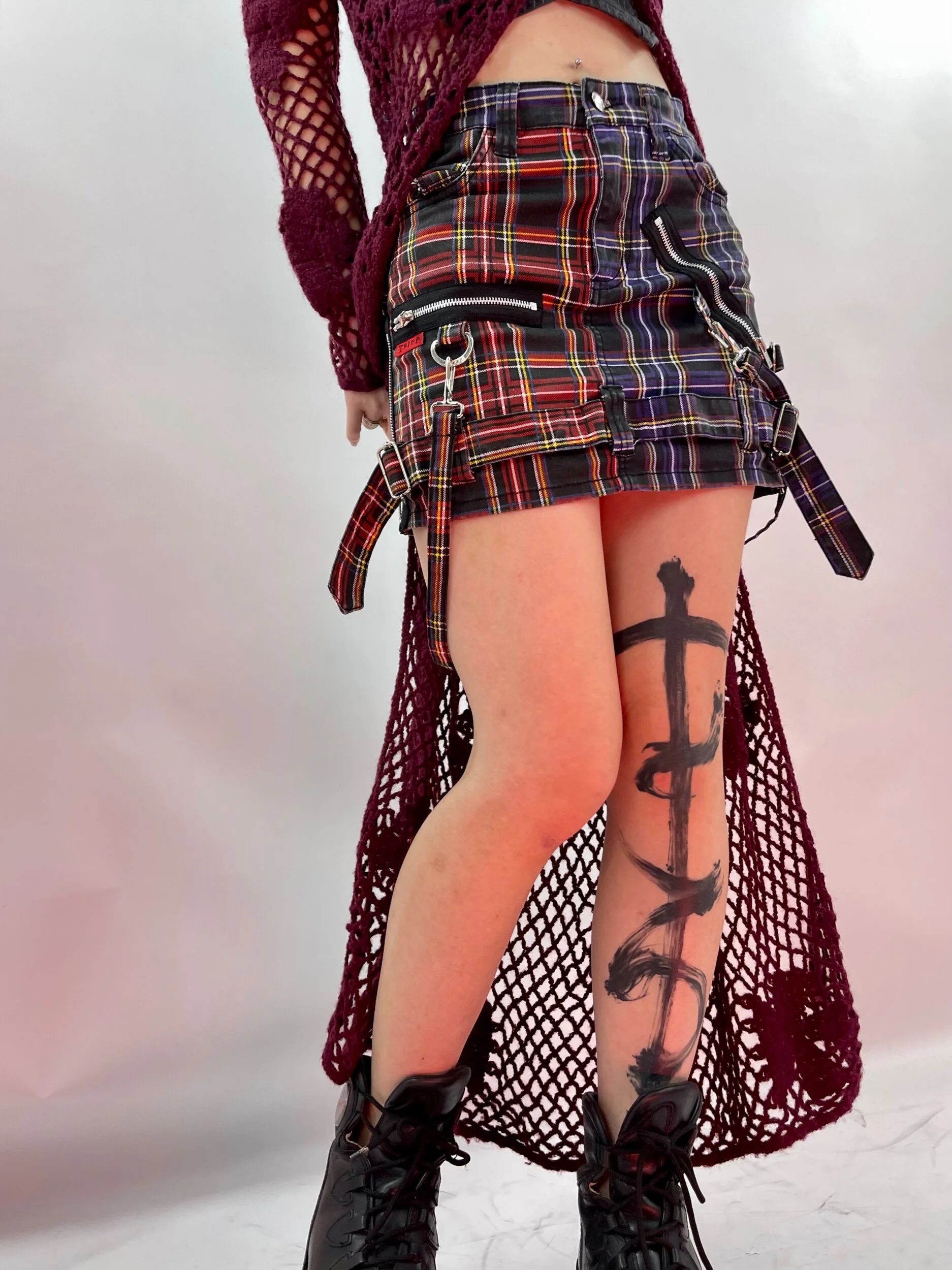 Tripp NYC Split Plaid Bondage Skirt — TRASH LAIR