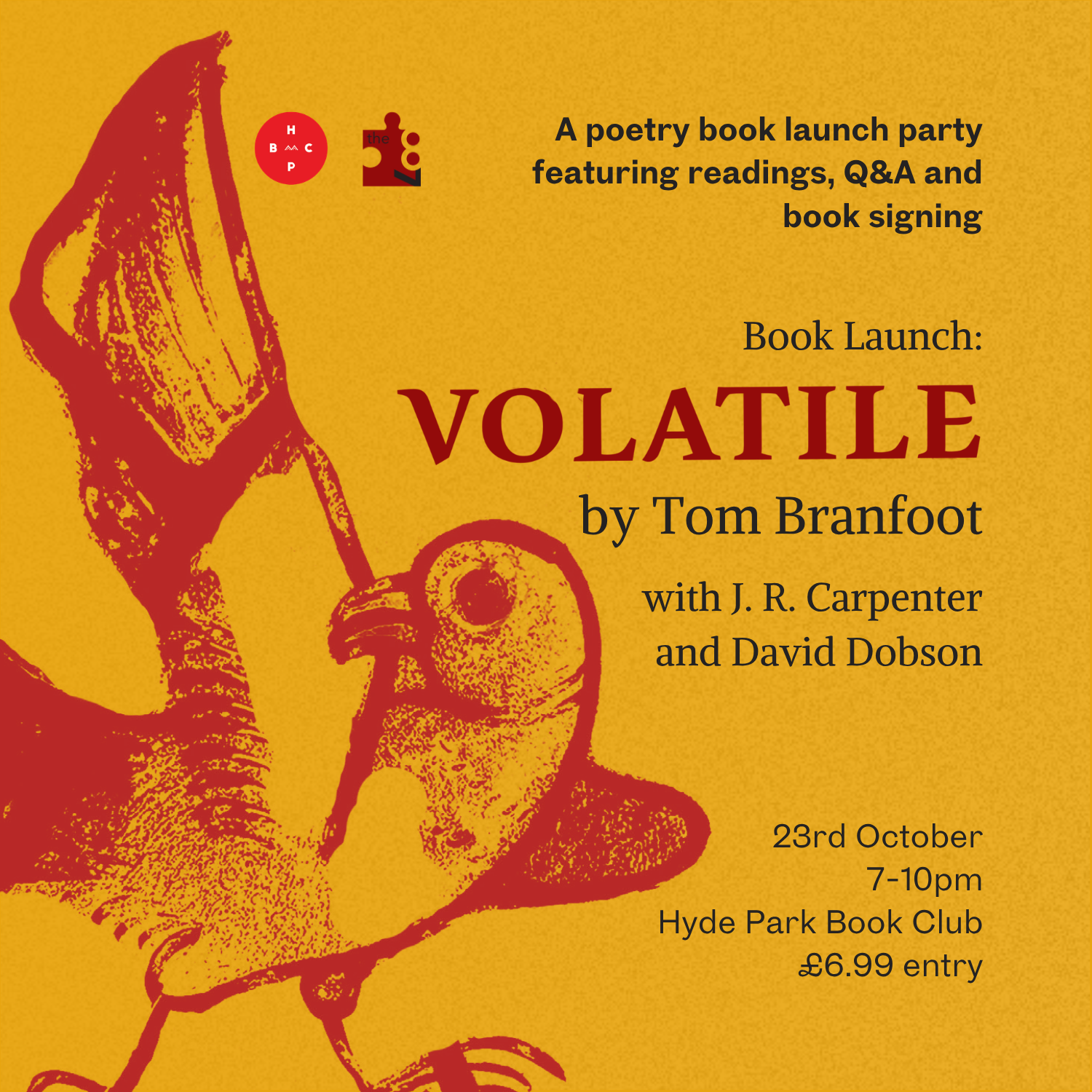 Tom Branfoot launches Volatile with J. R. Carpenter &amp; David Dobson - Hyde Park Book Club, Leeds