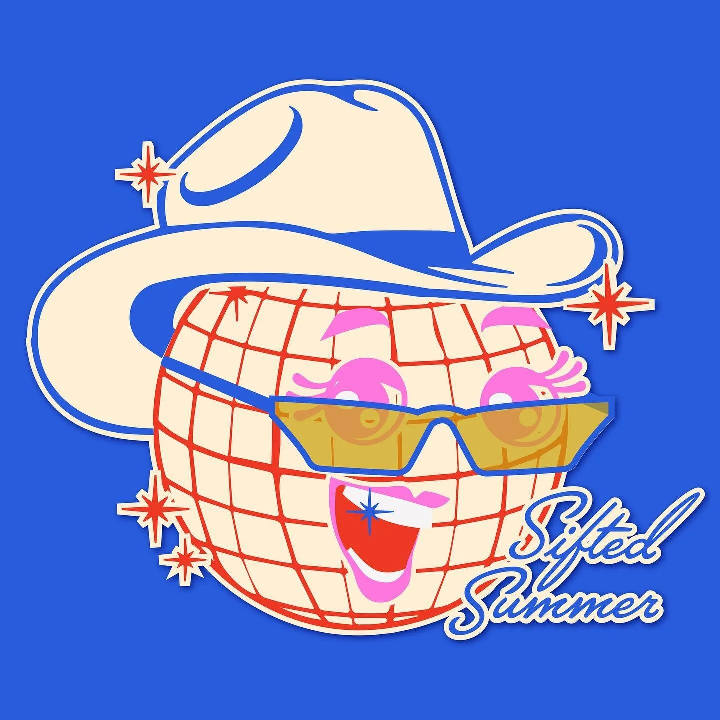 I&rsquo;m trying to ball with this sassy summer cowgirl/disco ball and her friends ✨💥 
Seasonal stickers for @siftedclothing