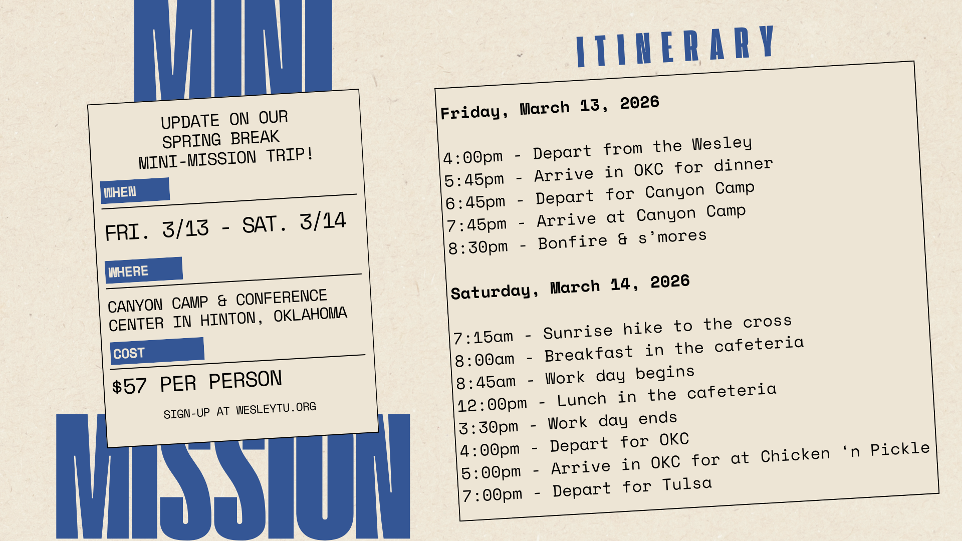 Spring Break Mini-Mission