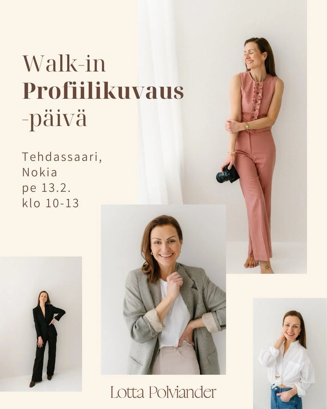 Tervetuloa p&auml;ivitt&auml;m&auml;&auml;n profiilikuva rennosti ja helposti studiolleni ilman ajanvarausta Tehdassaaren Yst&auml;v&auml;np&auml;iv&auml;tuokiossa 💞

Tarjolla on matalan kynnyksen kuvaushetki, jossa saat itsest&auml;si ajantasaisen 