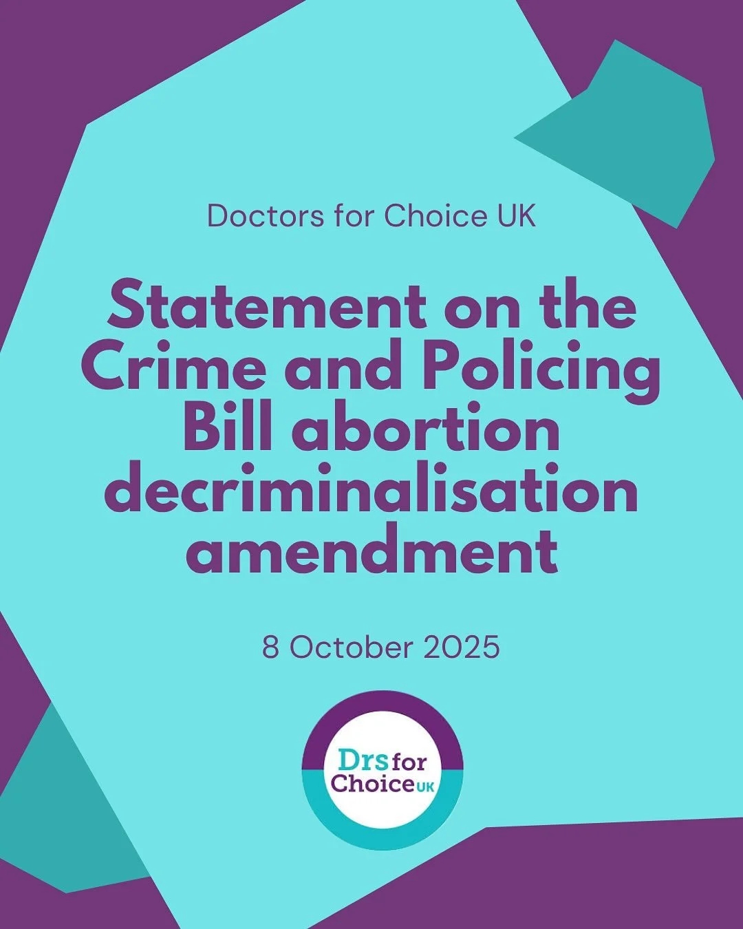 Doctors for Choice UK&rsquo;s statement on the Crime and Policing Bill abortion decriminalisation amendment - please familiarise yourself in the post or on our website in the bio.
