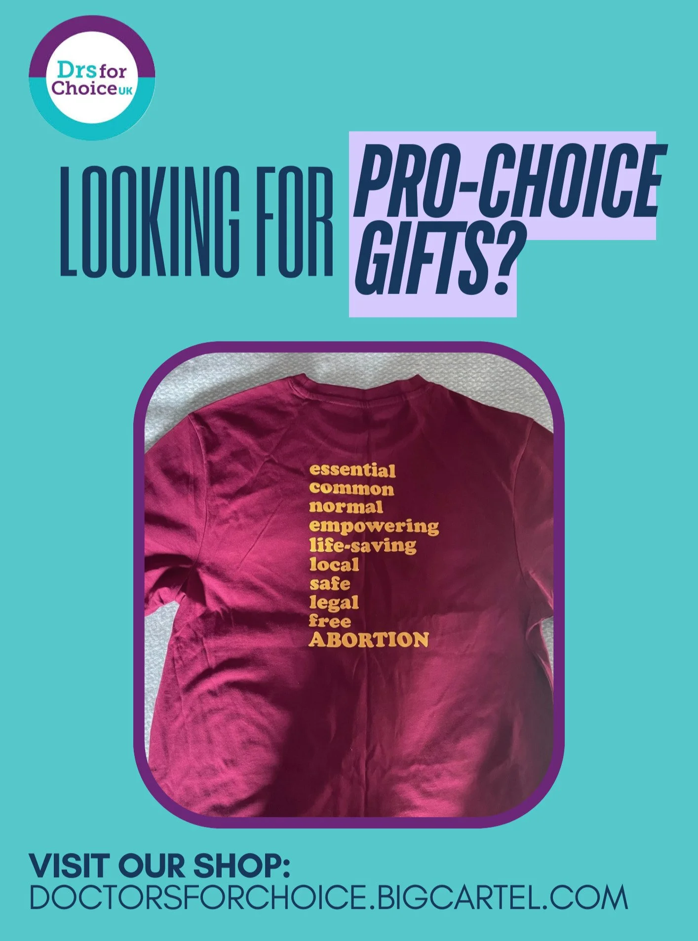 Are you after pro-choice gifts for your loved ones this festive season? Visit our shop doctorsforchoice.bigcartel.com to buy mugs, playing cards, and a new design of T-shirts - good quality, ethically manufactured, sustainably produced. Crafted from 