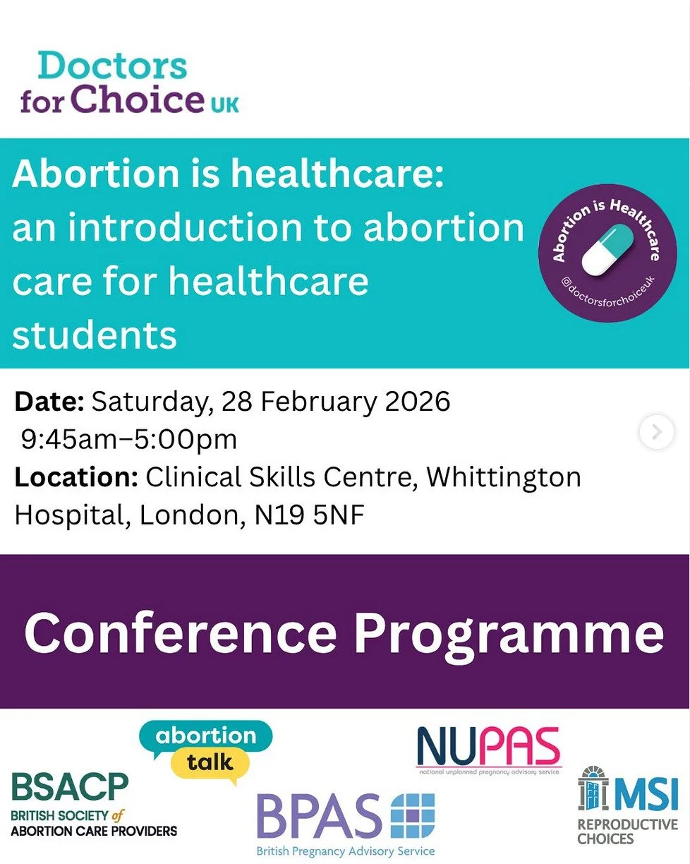 Join us for the Doctors for Choice UK student conference! @dfcstudentconference 
📅 Saturday, 28th February 2026
at the Clinical Skills Centre, Whittington Hospital, London 
Tickets in bio!

Doctors for Choice UK invites all healthcare students, to j