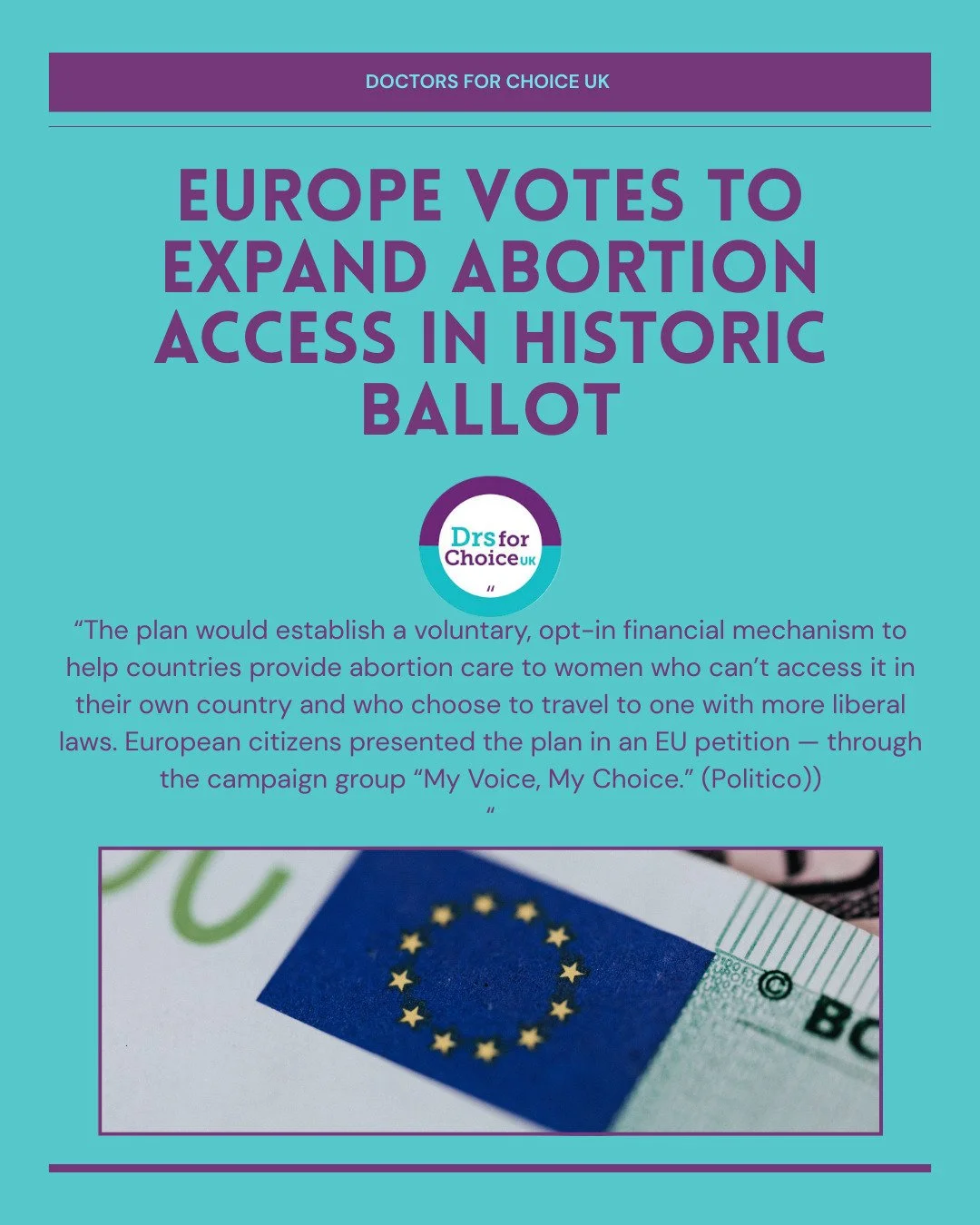 Finishing 2025 on a good note! The EU has voted 'yes' to a motion to develop 'voluntary, opt-in financial mechanism to help countries provide abortion care to women who can&rsquo;t access it in their own country and who choose to travel to one with m
