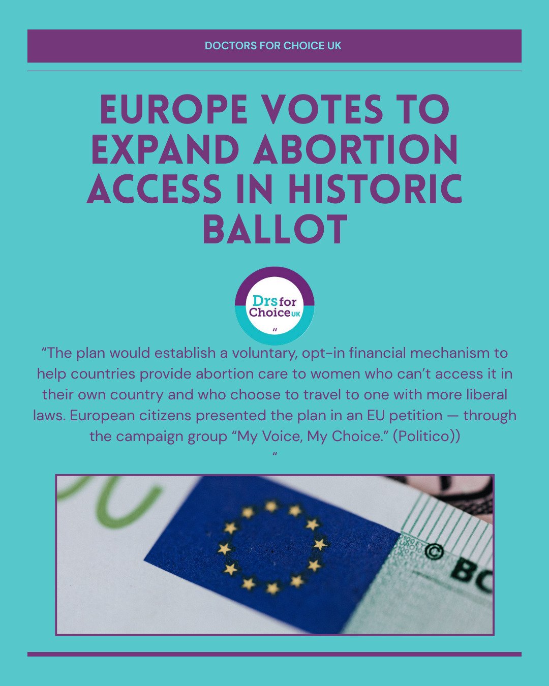 Finishing 2025 on a good note! The EU has voted 'yes' to a motion to develop 'voluntary, opt-in financial mechanism to help countries provide abortion care to women who can&rsquo;t access it in their own country and who choose to travel to one with m
