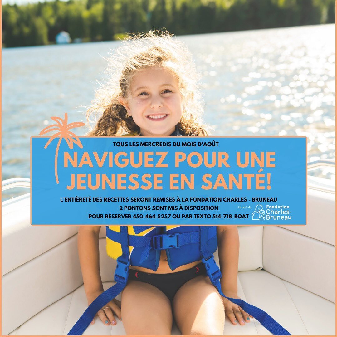 Faites une bonne action en louant un ponton! 

Tous les mercredis du mois d'ao&ucirc;t, la Marina vous invite &agrave; louer un ponton au profit de la fondation Charles Bruneau.&nbsp;&nbsp;
2 pontons seront mis &agrave; votre disposition et 100&nbsp;