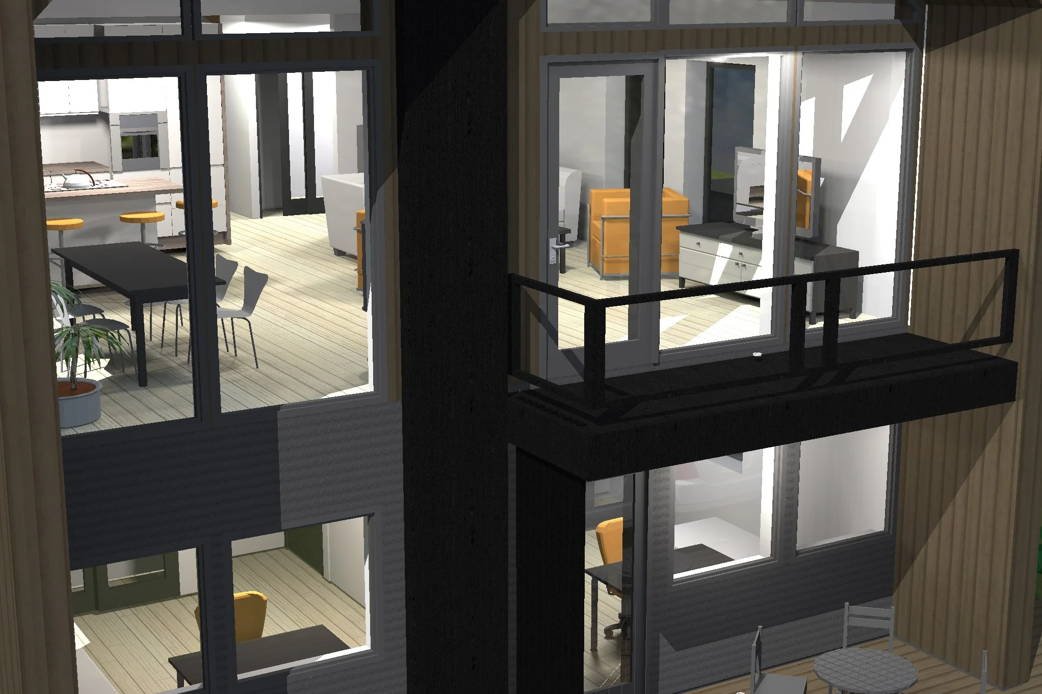 Aatriumiga Eramu eskiis Ramfjordbotnis, projekteerimine ja 3D