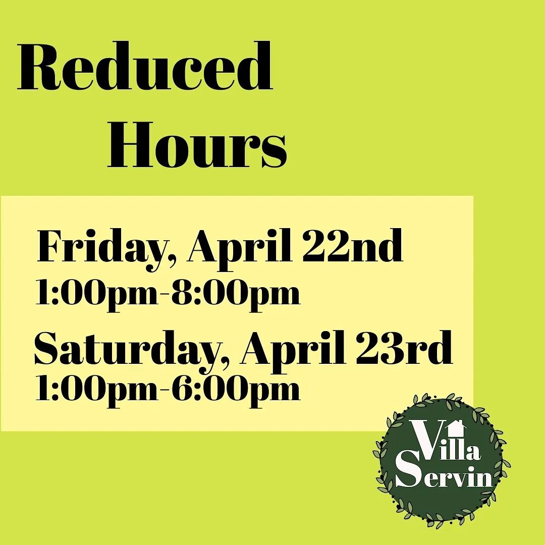 This Friday (April 22) and Saturday (April 23) we will be operating under reduced hours! We apologize for the inconvenience! 

We are continously finding new ways to better serve you, and bringing exciting new products to our store. 

Stay tuned! 
.
