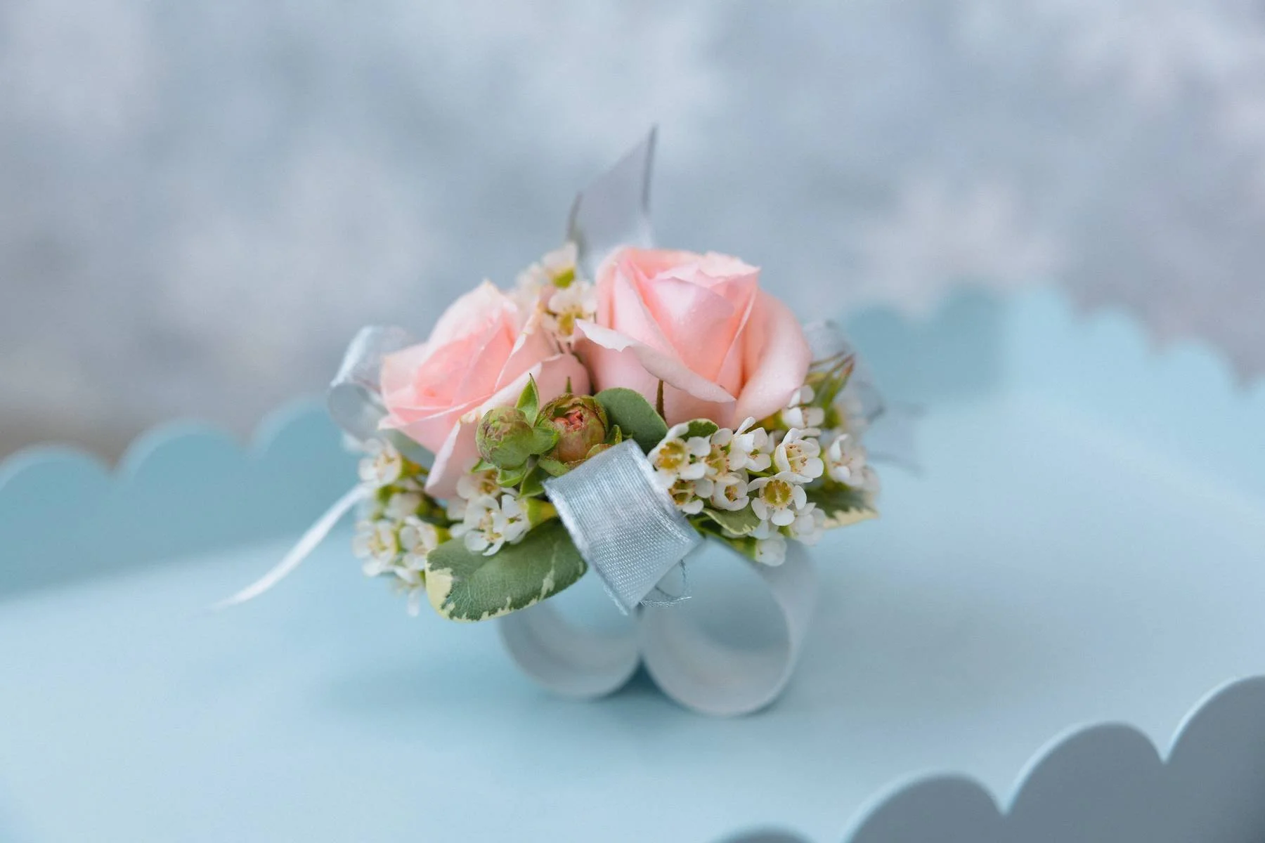Dance corsage on a slap bracelet.