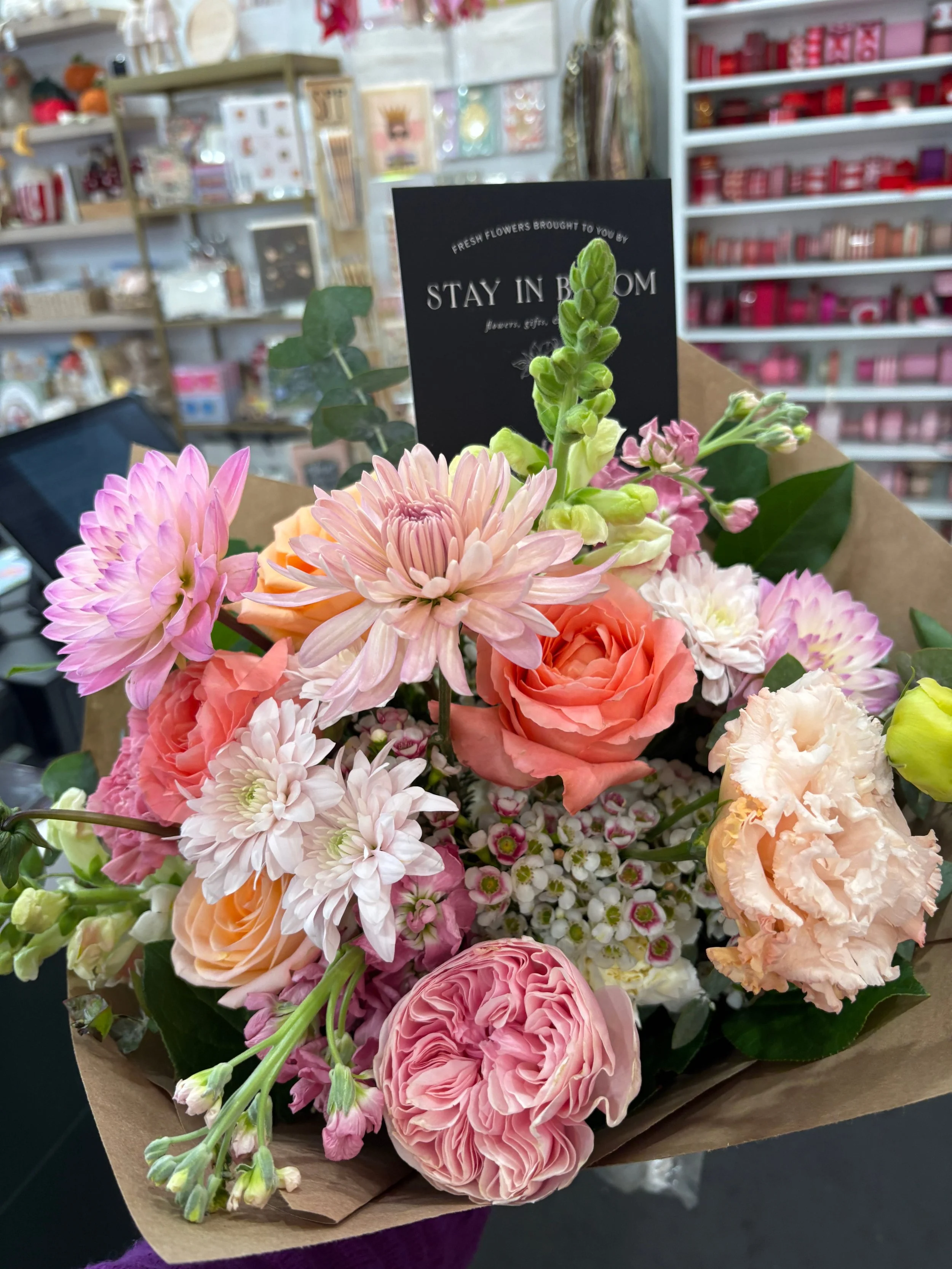 Grand Wrapped with Dahlias and Garden Roses