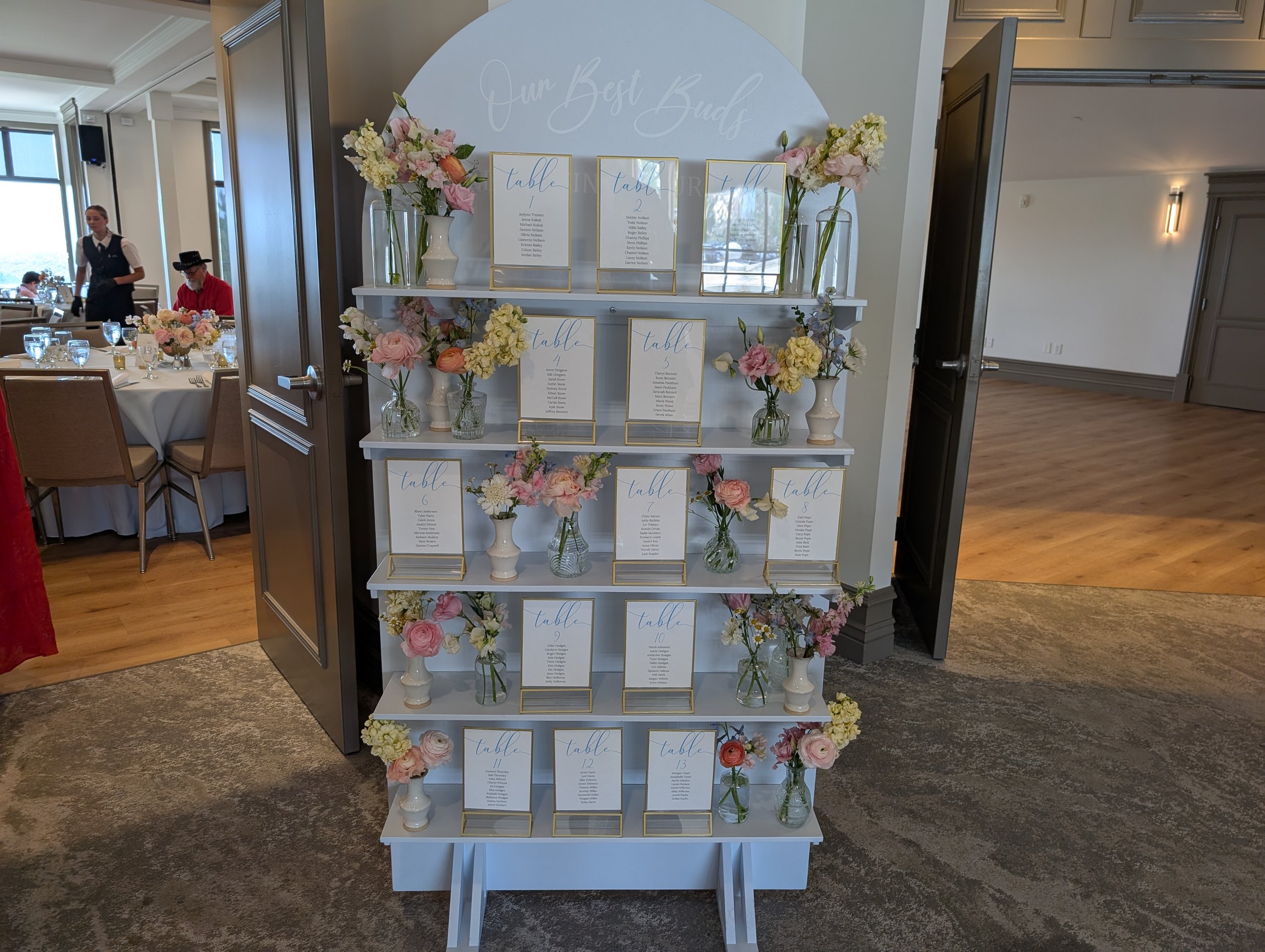 Seating Chart with Bud Vases