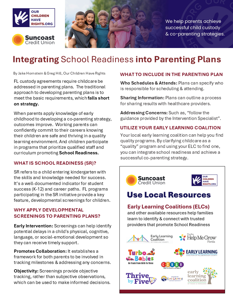 Integrating School Readiness into Parenting Plans