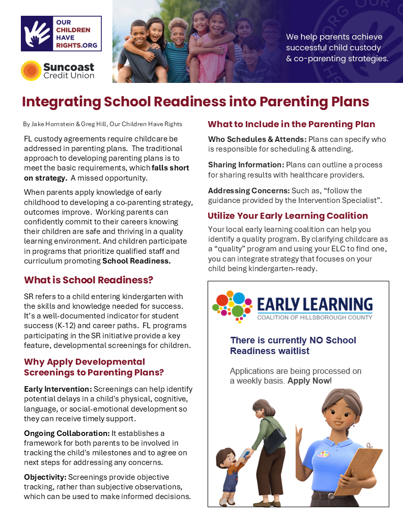 Integrating School Readiness into Parenting Plans