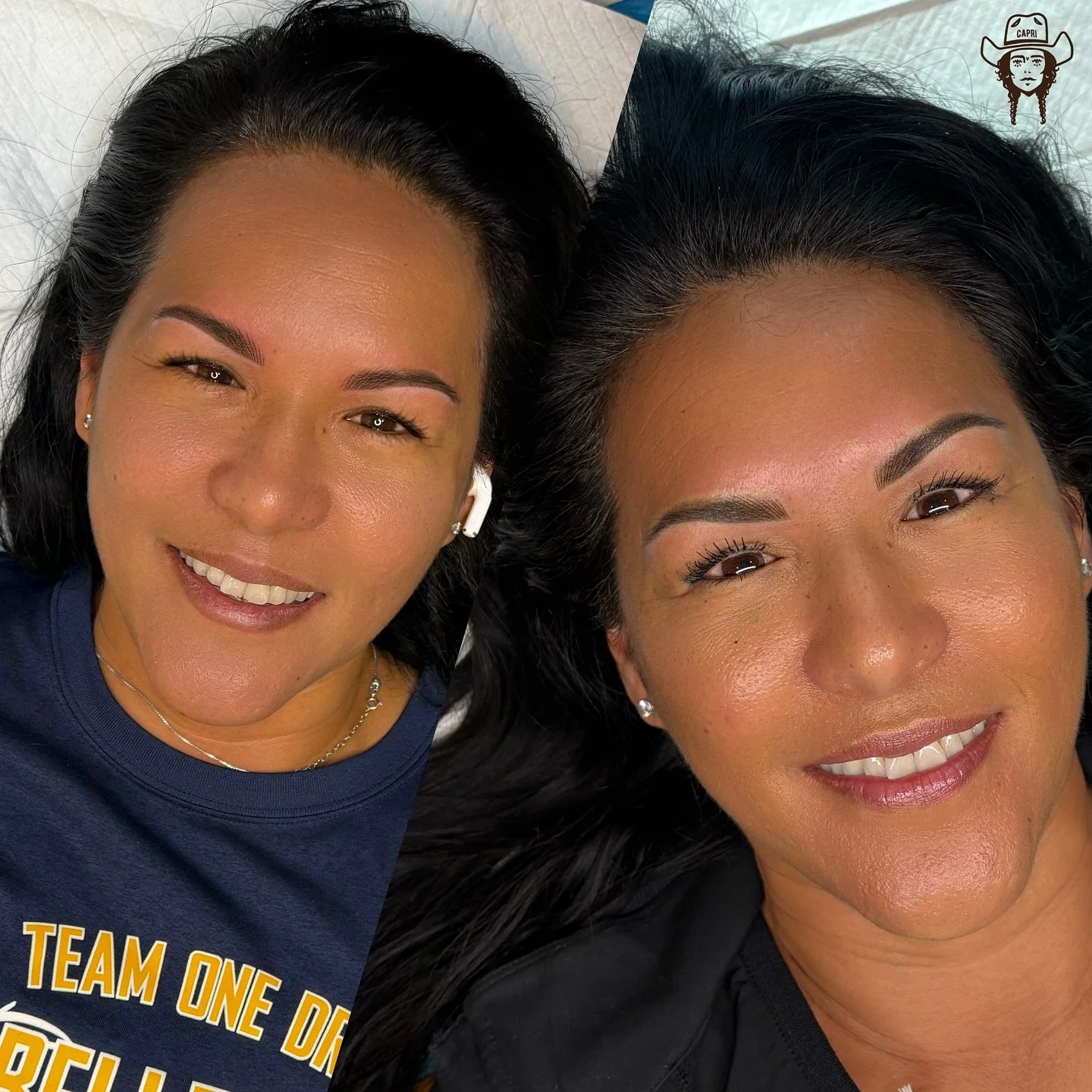 The subtle changes of brows first session, versus a year later. 

We went a teensy bit bolder. Can you tell? The tiniest changes mean a lot to each client. So if you have a preference, mention it! I love curating.

I previously used pigments that gen