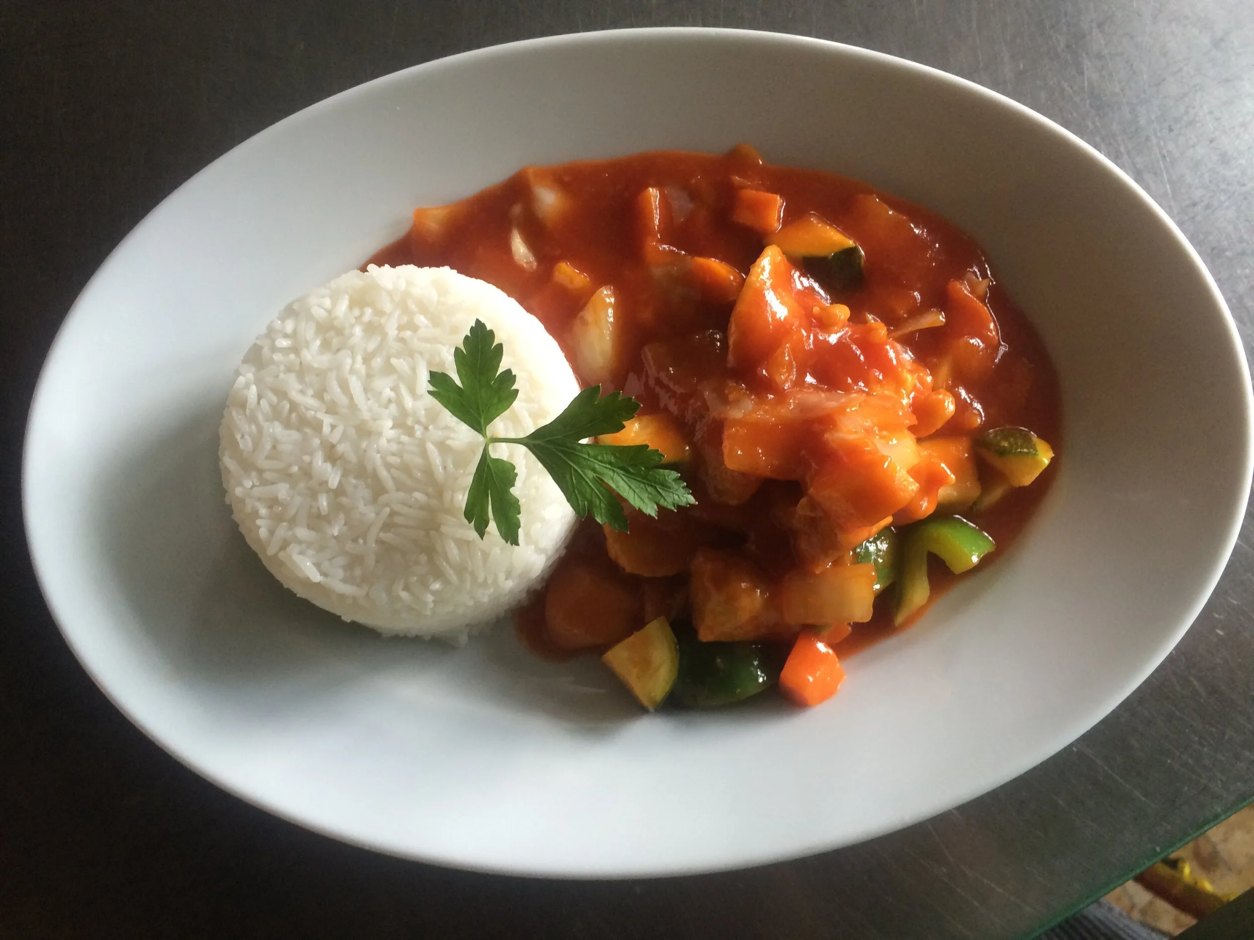 Pouletsüss-sauer mit Reis