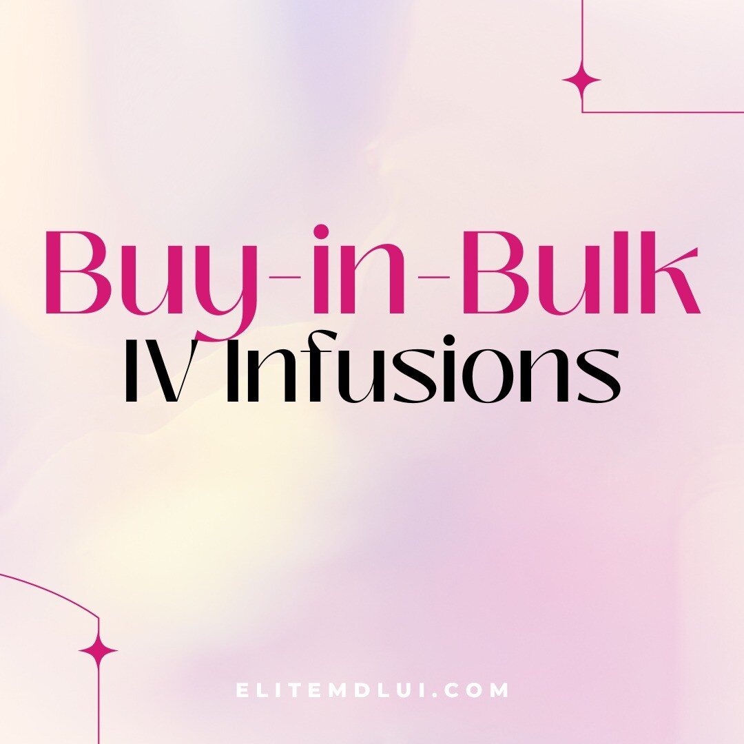 Stay healthy with our special 5 Pack of IV Infusions and Save $295. 

5 Elite MD Cocktail IV infusions $600 (regular $895). 5 infusions to use at your discretion within 1 year of purchase.

BUY BEFORE AUGUST 31, 2022 TO SAVE. 
#ivinfusions #ivinfusio